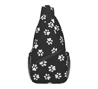 Black White Paw Pattern Cross Chest Bag Diagonally Sling Backpack Crossbody Shoulder Bag Travel Hiking Daypacks for Men Women