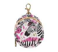 Black White Peach Zebras Newborned Boy Pacifier Case Holder Portable Change Purse Key Holder, Neutral Baby Items