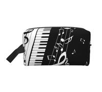 Black White Piano Key Music NoteMakeup Trave Bag for Women,Cosmetic Large Capacity Organizer