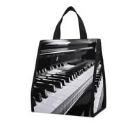 Black White Piano Keyboard Lunch Bag Lunch Tote Insulated Lunch Box