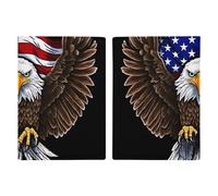 Black White Piano Keyboard Passport Wallet Travel Passport Holder Pu Passport Cover Slim Card Case Cover for Women Men Leather Holder Case Travelling Essentials, USA Flag Patriotic Eagle, 20.3x13.8cm
