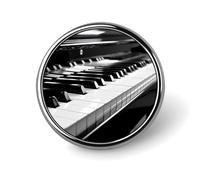 Black White Piano Keyboard Round Badge Personalized Metal Lapel Pin Badges Fit Clothing Bags Hat Humorous Printed Brooch Badge Party Decorations Accessories for Men Women