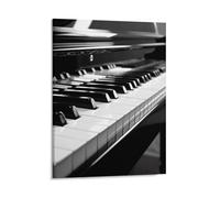 Black White Piano Keyboard Wall Art for Home Decor, Personalized Canvas Artwork for Office, Lightweight Pictures for Hanging Wall, Modern Prints for Bathroom, Bedroom, Living Room 08x10inch(20x25cm)