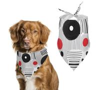 Black White Piano Keys Vinyl Records Cute Dog Bandana Triangle Adjustable Washable Cat Scarf Pet Accessories