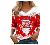 Black White Pink Womens Christmas Tree Sweatshirts UK Long Sleeve Novelty Funny Print Glitter Jumper Oversized V Neck Xmas Holiday Casual Shirts Fashion Pullover Tops Fall 2xl 4xl Size 22 20 18 16 14