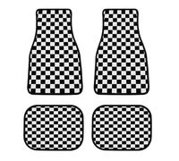 Black White Plaid Car Floor Mat Universal Fit Front/Rear 4 Piece Full Set for SUV Truck Carpet Car Mats Automotive Carpet Interior Decortaive