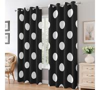 Black White Polka Dot Curtains for Bedroom Home Decor, Geometry Circle Dot Blackout Curtains Living Room, Thermal Eyelet Window Drapes, 2 Panels 84 Drop, 52x84 (W x L) Q-D16