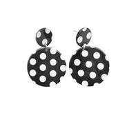 Black White Polka Dot Stud Earrings for Women Simple Acrylic Round Disc Geometric Dangle Earrings, Acrylic, No Gemstone