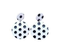 Black White Polka Dot Stud Earrings for Women Simple Acrylic Round Disc Geometric Dangle Earrings, Acrylic, No Gemstone