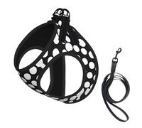 Black White Polka Dots Pattern Harness Leash Set for Cat and Dog, Reflective Vest for Small Pets Walking Escape-Proof