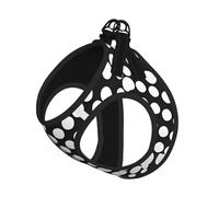 Black White Polka Dots Pattern Print Adjustable Reflective Harness Leash Set For Cats, Dogs And Small Pets, Soft Breathable Mesh Walking Vest With Escape-Proof Lead