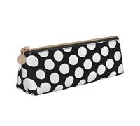 Black White Polka Dots Pattern Print Pencil Case Triangular Pen Case Durable Pen Organizer for School Office Travel