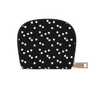 Black White Polka Dots Printed Card Holder Wallet, Women's PU Leather Card Case Wallet & Pocket Wallet