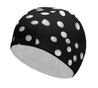 Black White Polka Dots Swim Cap for Adult, Elastic Fabric Swimming Cap, Comfortable Bathing Cap for Long & Short Hair