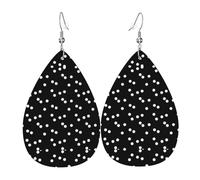 Black White Polka Dots Women'S Drop-Shaped Leather Earrings Are Suitable For Parties, Holiday Parties And Gifts.