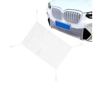 Black White Polyester Fabric - Universal Fit Design | Four Metal Hooks Included Easy Installation No Drilling Required Engine Radiator Protection Debris Blocker Pollen Catkins