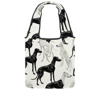 Black & White Poodle Dogs Reversible Canvas Shoulder Tote - Double-Sided Print, 12oz Cotton, 27cm Drop, Fold-Flat Bag for Travel, Shopping, Street Outings