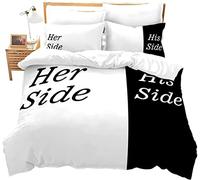 Black White Printed Duvet Cover Set Super King His Side Her Side Bedding Set Digital Printed Comforter Cover with 2 Pillow Shams Soft Microfiber Simple Quilt Cover Zipper 3 Pcs Gorgeous Boys
