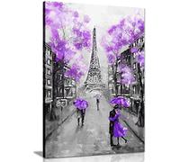 Black & White Purple Paris Painting Canvas Wall Art Picture Print Home Decor 91x61cm (36x24in)