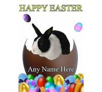 black & white rabbit personalised Easter Greeting Card Mum Dad Nan Friend refSe1