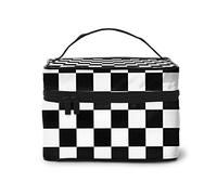 Black White Race Checkered Flag Cosmetic Bag Makeup Bag Large Travel Makeup Organizer Case, Excellent Capacity, Water-Resistant, Suitable For Women Families Couples Or Long-Term Travel., Black White