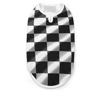 Black White Race Checkered Flag Dog Shirt Quick Dry Breathable Pet T-Shirt Soft Stretchy Sleeveless Vest Dog Apparel S