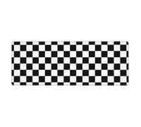 Black White Race Checkered Flag Extra Large Rubber Desk Mat 12x31.5in