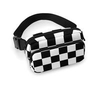 Black White Race Checkered Flag Fanny Pack Waist Packs Bag with Adjustable Strap Fashion Belt Bag for Men Women Workout Running Traveling Hiking