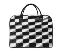 Black White Race Checkered Flag Laptop Tote Bag Casual Travel Handbag Multi Pocket Shoulder Bags for Work Travel