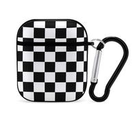 Black White Race Checkered Flag Printed Earphone Case Cover Compatible with AirPods 1&2 Shockproof Bluetooth Headset Case Black-style