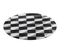 Black White Race Checkered Flag Round Area Rug Non Slip Backing Doormat Water Absorbent Plush Throw Low-Pile Non-Slip Floor Mat Carpet for Living Room Bedroom Entryway Nursery Room 90 * 90cm