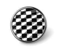 Black White Race Checkered Flag Round Badge Personalized Metal Lapel Pin Badges Fit Clothing Bags Hat Humorous Printed Brooch Badge Party Decorations Accessories for Men Women