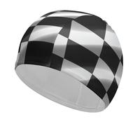 Black White Race Checkered Flag Swim Cap for Women Men Swimming Hat Bath Waterproof Pool Caps for Long Thick Curly Hair