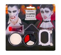 Black White Red Cream Face Body Paint Set Halloween Vampire Teeth Washable Fake Blood, Body Painting Kit for Halloween Clown Makeup, Cosplay, Costume, SFX Special Effect, Theme Parties