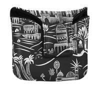 Black White Retro Architectural Aesthetics Golf Mallet Putter Head Cover with Magnetic Closure Golf Putter Headcover for Mallet Square PU Leather