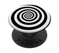 Black White Retro Hypnotic Spiral Swirl Vortex Illusion PopSockets Adhesive PopGrip