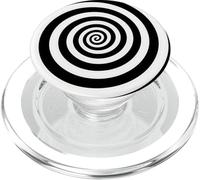 Black White Retro Hypnotic Spiral Swirl Vortex Illusion PopSockets PopGrip for MagSafe