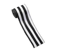 Black White Ribbon - 455cm Polyester Wire Trim, Winding Garland Decor, Craft Roll Spool | DIY Wedding Christmas Tree Ribbon, Floral Bouquet Wrap for Bows, Gift, Photo Backdrop