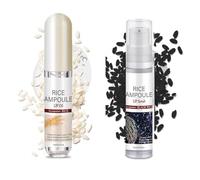 Black & White Rice Glutinous Rice Skin-Revitalising Lip Scrub, Black & White Rice Radiance Ampoule, Gentle Exfoliating Lip Scrub, Moisturising Formula Suitable for All Skin Type (2Pc)