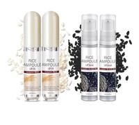 Black & White Rice Glutinous Rice Skin-Revitalising Lip Scrub, Black & White Rice Radiance Ampoule, Gentle Exfoliating Lip Scrub, Moisturising Formula Suitable for All Skin Type (4Pc)