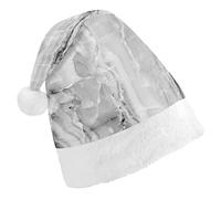 Black White Rip Marble Agate Stone Texture Christmas Hat, Santa Hat, Xmas Comfort Holiday Hat for Adults, for Christmas Party New Year Festive Holiday Home Decorations