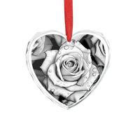 Black White Rose Clear Crystal Glass Heart Pendant Charm Romantic Crystal Love Pendant Hanging Decoration for DIY Craft Gift for Home Window Car Wedding Party Decor Love Shaped Hanging Ornament