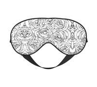 Black White Rose Night Mask Soft Reversible Eye Cover Adjustable Strap Light Blocking Comfortable Rest