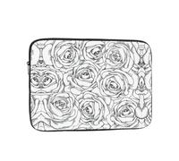 Black White Rose Patterned Laptop Sleeve ，13 Inch Suitable For Laptops, Tablets, Etc