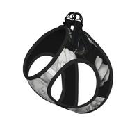 Black White Rose Print Reflective No Choke Pet Vest Harness,Adjustable Soft Padded Dog Harness With Easy Control Handle