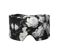 Black White Rose Printed Sleeping Blindfold, Padded Ear Warmer Mask, Adjustable Head Wrap, for Deep Relaxation