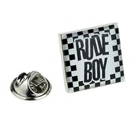 Black & White Rude Boy SKA Design Square Lapel Pin Badge