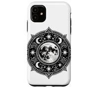 Black White Sacred Moon Phases Mandala Mystical Tattoo Case for iPhone 11