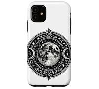 Black White Sacred Moon Phases Mandala Mystical Tattoo Case for iPhone 11