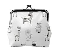 Black White Safari Women's Leather Coin Purse, Small Change Pouch with Kiss-Lock Clasp Closure Buckle Wallet for Girl Gift